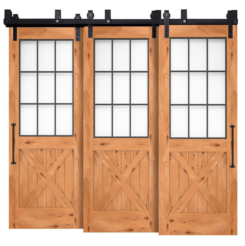 Farmhouse French Half X Triple Bypass Barn Doors Rustica